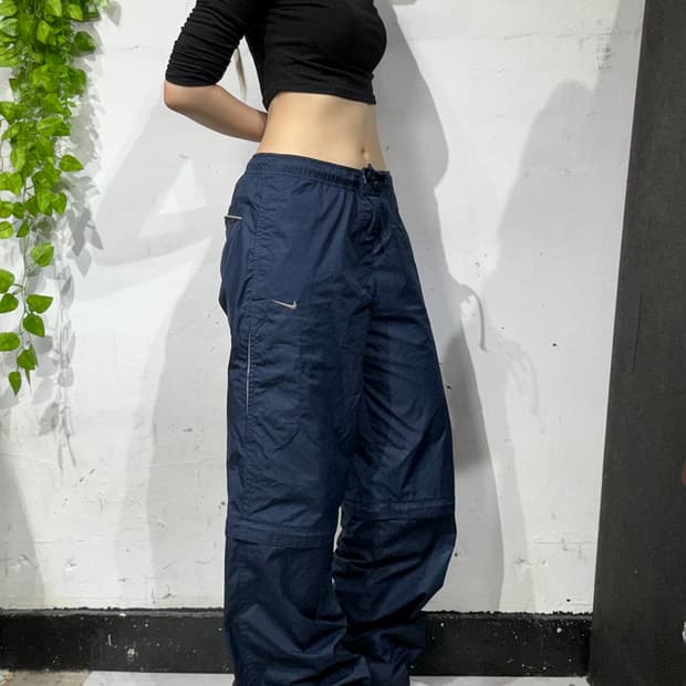 나이키 네이비 와이드 절개 트랙 팬츠 M