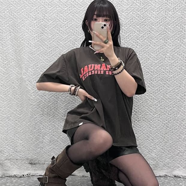 노메뉴얼 빈티지 레트로 캐주얼 초코브라운 반팔티 L C11310