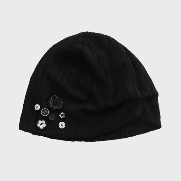 시오서울 버튼 포인트 비니 블랙