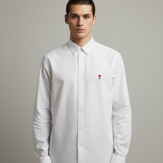 100/ 아미 하트로고 옥스포드 화이트 셔츠