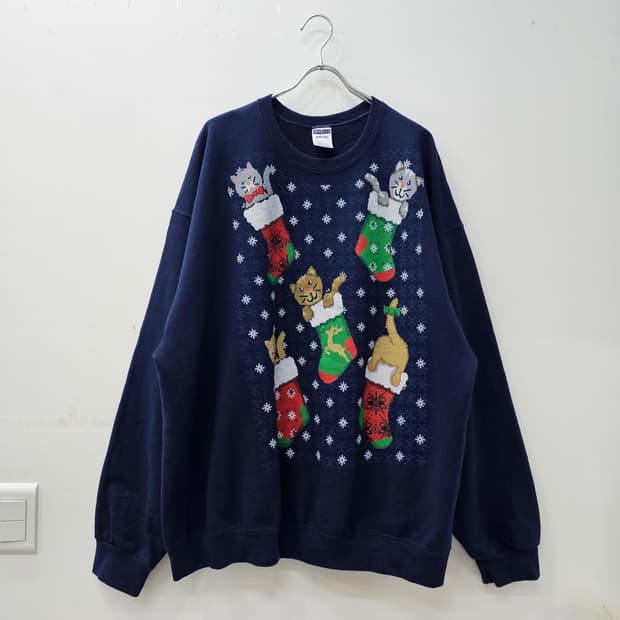 JERZEES 크리스마스 냥이 스웻셔츠 기모