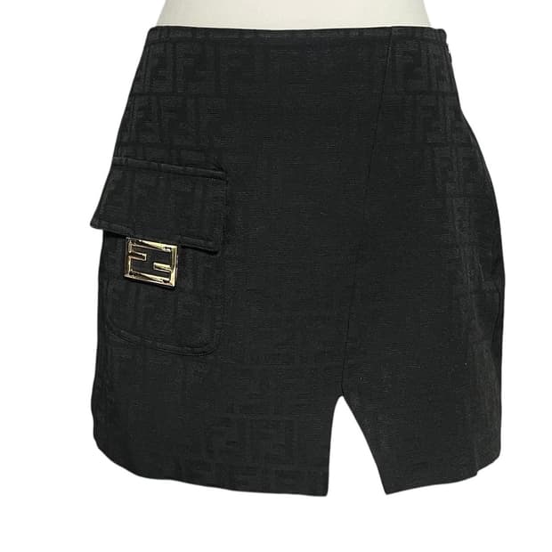 펜디 FF 로고 블랙 미니스커트 L