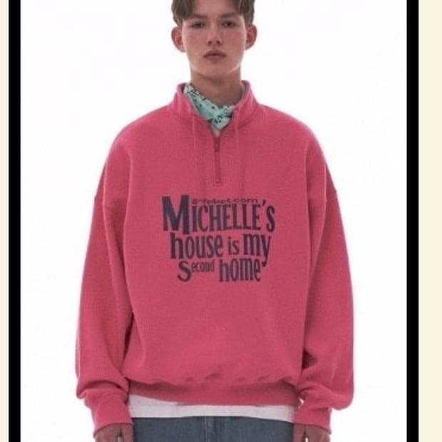 테켓 반집업 맨투맨 후리스 핑크 L