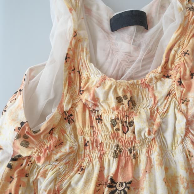 Sha layered shirring sleeveless