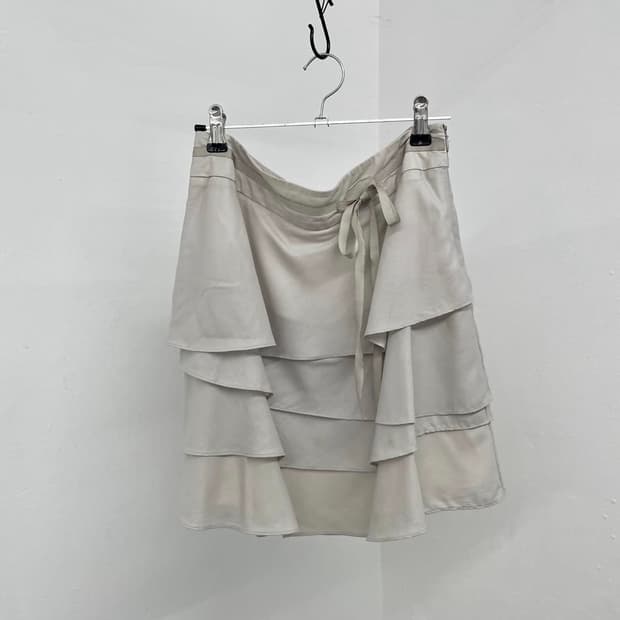 페어리 레이어드 플레어 리본 캉캉 스커트 라이트 그레이