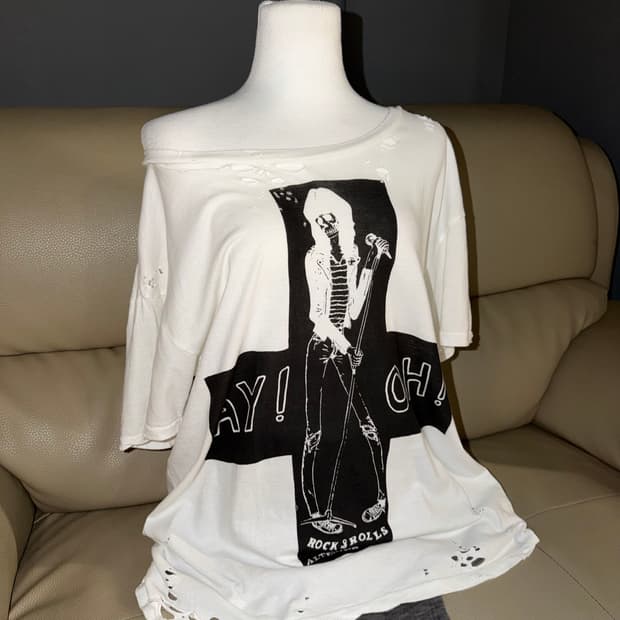 damage detail rock n roll printing top