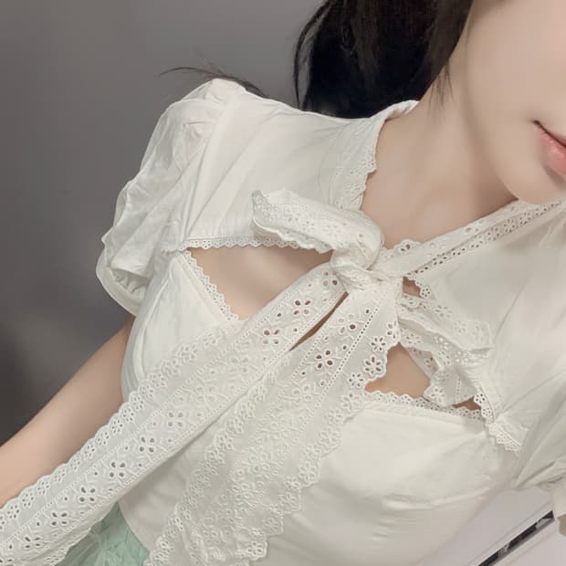 thetis cream tied ribbon blouse