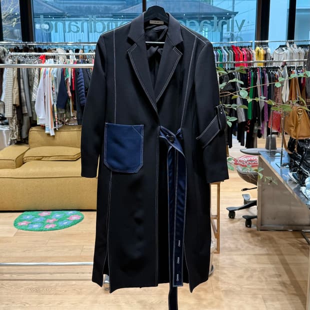 셀린느 15ss 피비 파일로 블랙 스티치 코트 