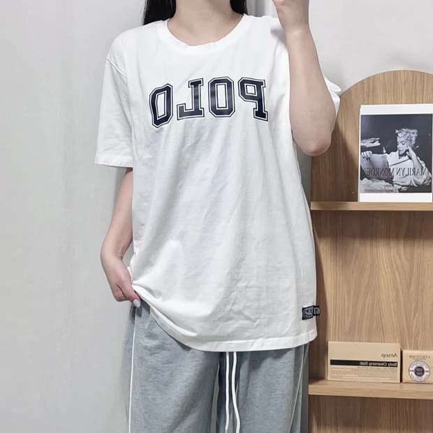 [정품] 폴로 화이트 프린팅 반팔티 [ L ]