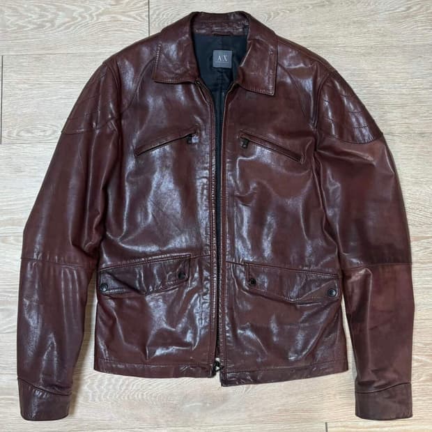 Armani Exchange Leather Motorcycle Jacke