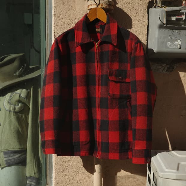 40s 50s Woolrich 버팔로체크 D 포켓 집업 자켓