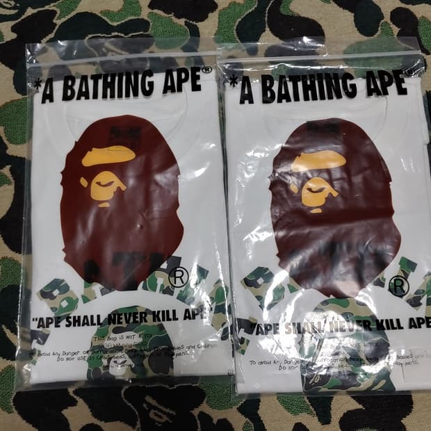 [XL] 베이프 25SS ABC 그린 카모 컬리지 반팔티 화이트