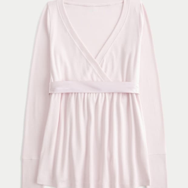 홀리스터 베이비돌 롱슬리브 연핑크 딸기우유 리본 히메갸루 발레코어