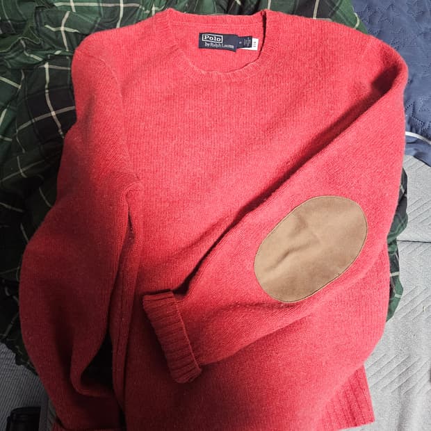 폴로 캐시미어 스웨이드패치 스웨터 m 100