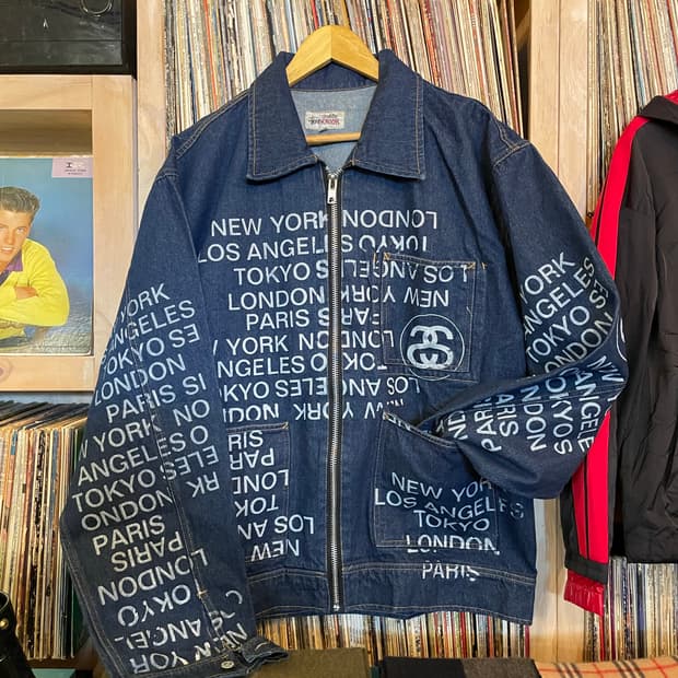 스투시 집 워크 자켓 시티 링크 데님 원 워시