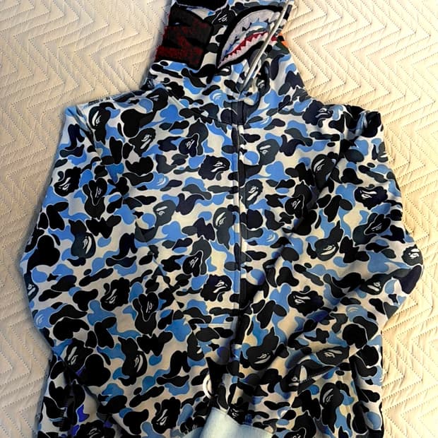 베이프 ABC 카모 샤크 풀 집 후드 블루 (정품)급처