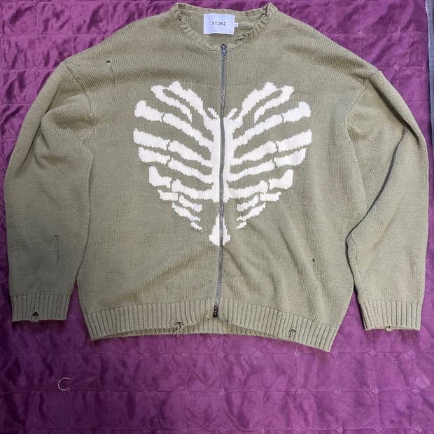 엑스톤즈 XTK037 보운 니트 집업 (KHAKI)