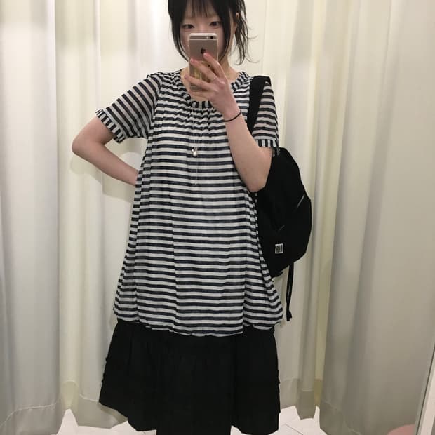 stripe balloon blouse