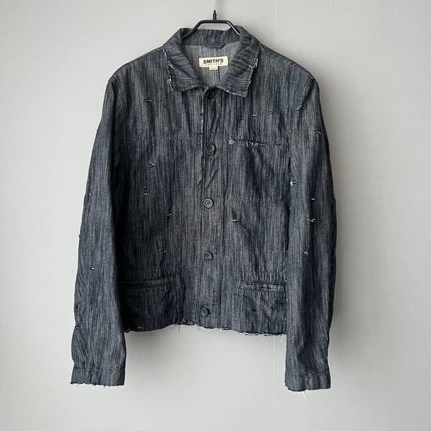 Smith's 블랙 데님 디스트레스드 자켓