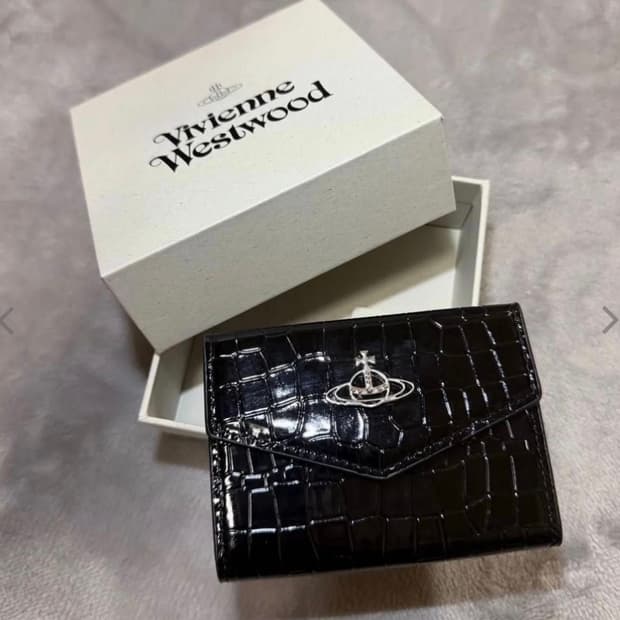 비비안웨스트우드 아카이브 은장 orb 블랙 레더 아코디언 카드지갑
