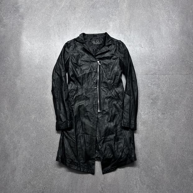Neil Barrett Wrinkle Leather Zip-Up Coat