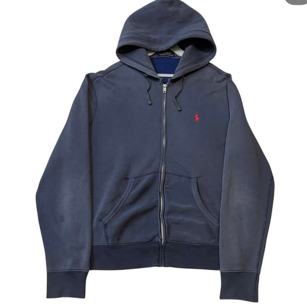 폴로 자수로고 후드집업