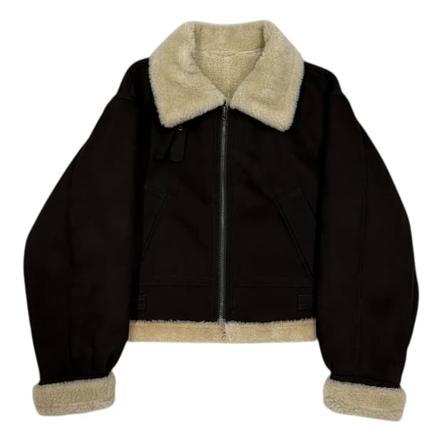 호와스 마틸다 쉐어링 무스탕 자켓 다크 초콜렛 브라운