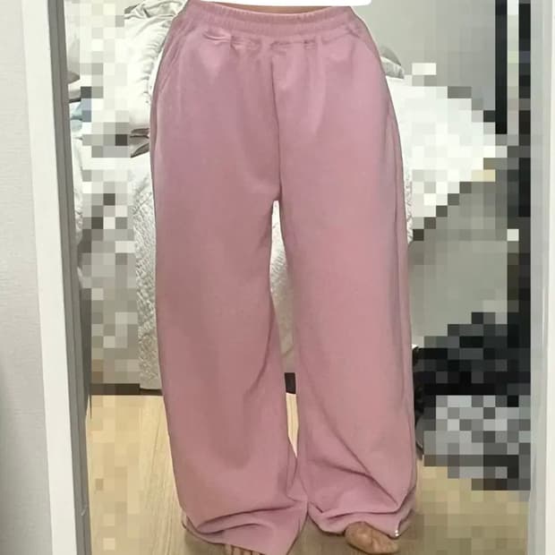연핑크 와이드 트레이닝 팬츠 