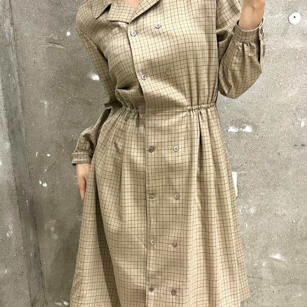 Burberry 버버리 베이지 체크 버튼 셔츠 원피스