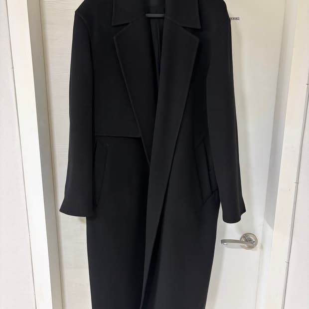 TIME 타임 블랙 건플랩 로브 코트  풀셋