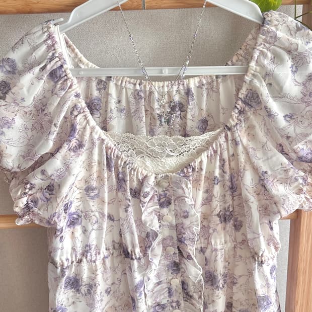 페어리 플라워 연보라 꽃무늬 원피스 히메갸루 프릴 레이스 슬립 나시