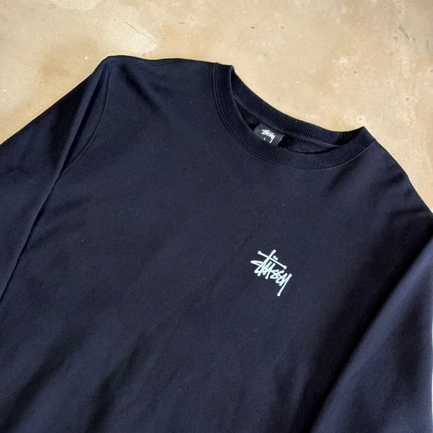 L 스투시 베이직 블랙 맨투맨