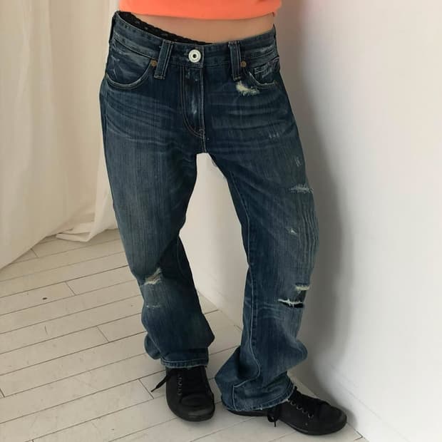 리바이스 캣워싱 디스트로이드진