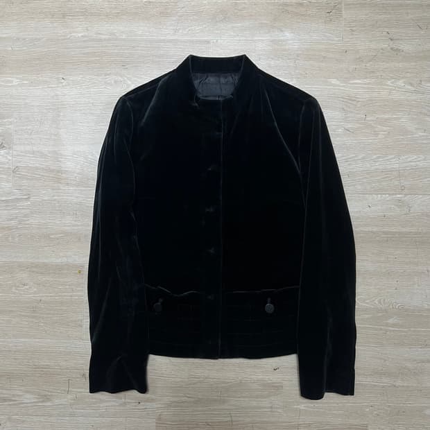 한섬 타임 여성 차이나카라 싱글 벨벳자켓 [블랙] 82-94-160