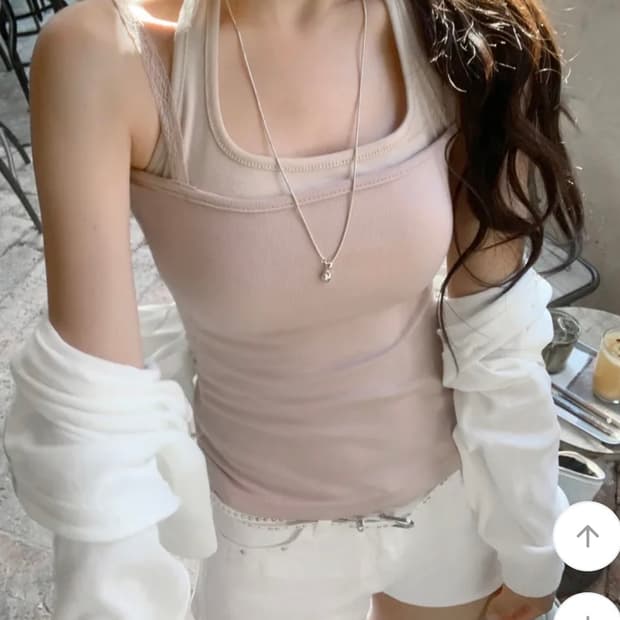 2벌 세트) 데이로제 제리 레이어드 홀터 레이스 나시 핑크베이지