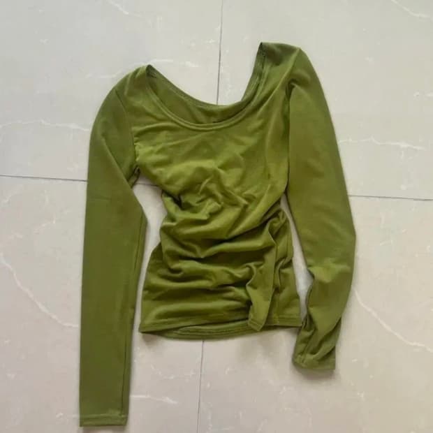 Green slim fit round neck tee