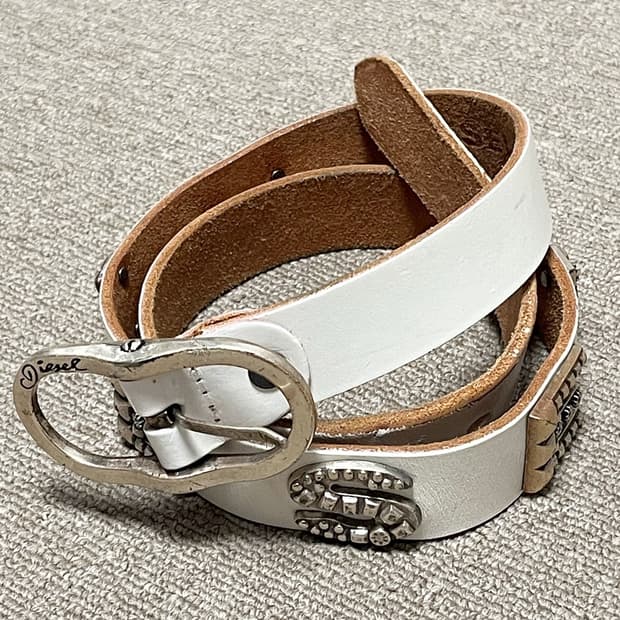 90s 빈티지 디젤 로고 스터드 벨트