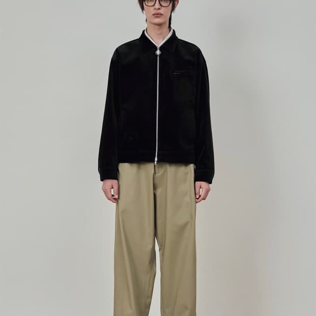 STU 벨벳 집업 자켓 블랙 (L)