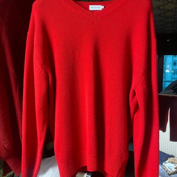 스테디에브리웨어 코지 울 캐시미어 브이넥 니트 레드 3사이즈 (105)