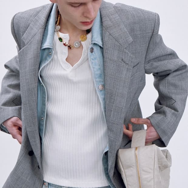 렉토 24SS 글랜 체크 블레이저 (S)