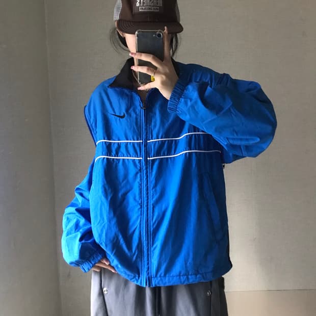 나이키 블루 투웨이 절개 바람막이