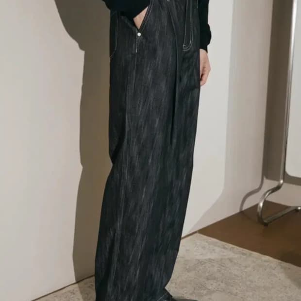 미나브 원턱 카운터 데님팬츠 레인블랙