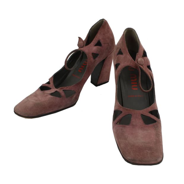 미우미우 바이올렛 스웨이드 앵클 펌프스(35)