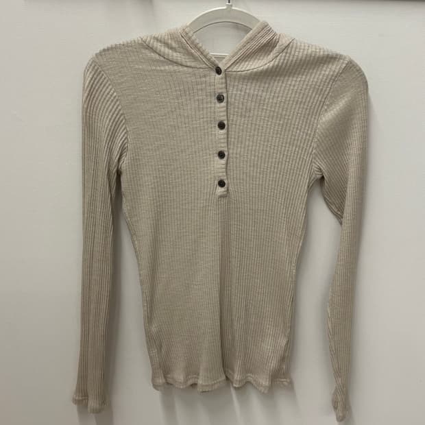 이즈이즈 rib button Hoodie 립 버튼 후디 후드티 베이지