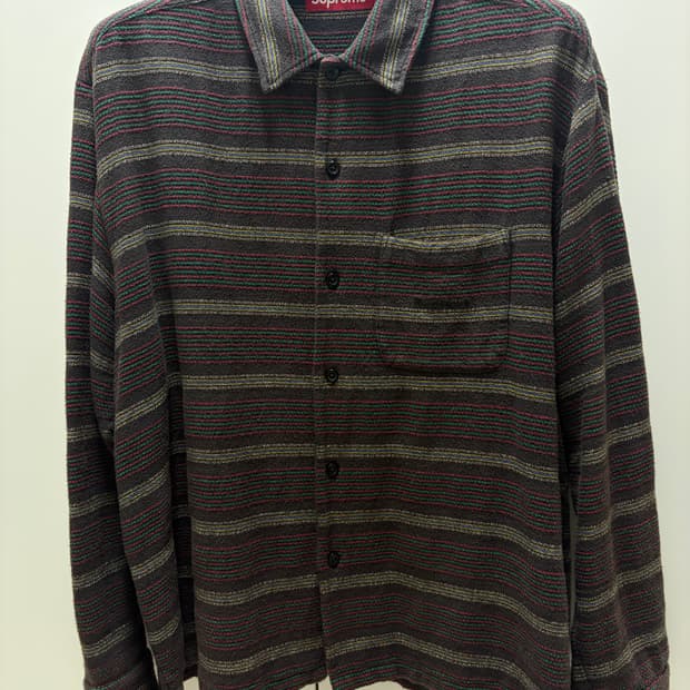 슈프림 우븐 스트라이프 셔츠 페이디드 블랙 L