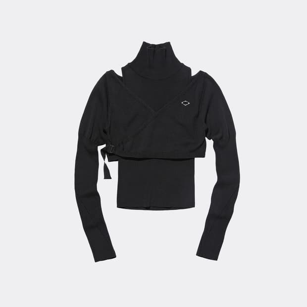 [S] 미스치프 오버랩 니티드 탑 블랙