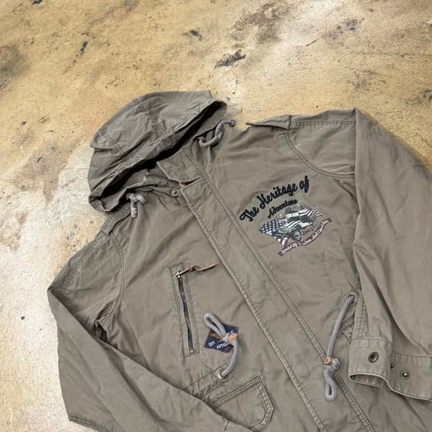 [정품/L] 지프 jeep 카키색 후드 야상 점퍼 b10