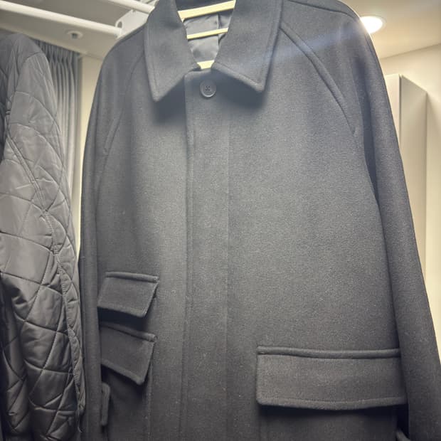 울 블렌드 오버사이즈 하프 발마칸 코트(블랙)