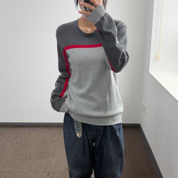 Armani exchange 아르마니 사이드 로고 그레이 니트