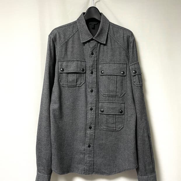 한섬 BELSTAFF 벨스타프 플란넬 멀티포켓 셔츠 _ 차콜